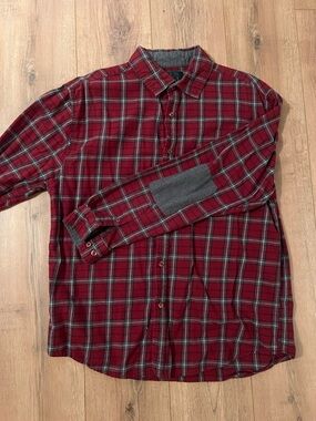 Tallwoods Men's Red Plaid Flannel Button-Up Shirt